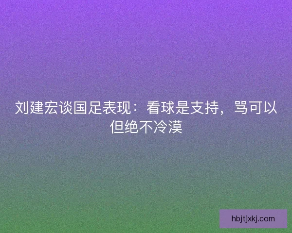 刘建宏谈国足表现：看球是支持，骂可以但绝不冷漠