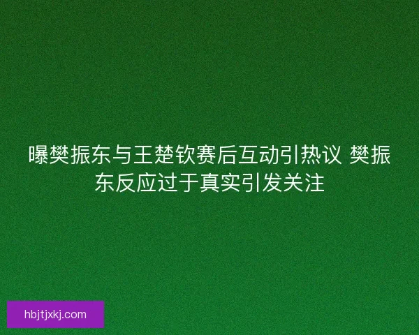 曝樊振东与王楚钦赛后互动引热议 樊振东反应过于真实引发关注