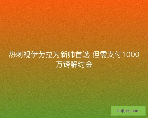 热刺视伊劳拉为新帅首选 但需支付1000万镑解约金 热刺视伊劳拉为新帅首选 但需支付1000万镑解约金
