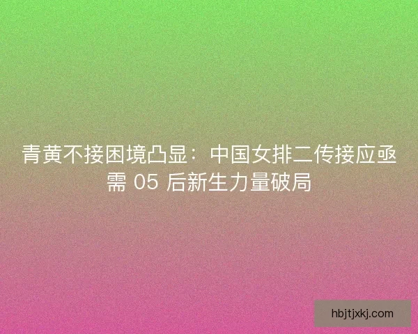青黄不接困境凸显：中国女排二传接应亟需 05 后新生力量破局