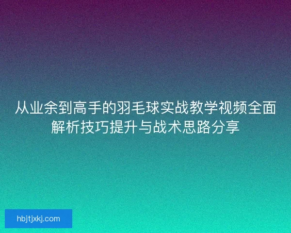 从业余到高手的羽毛球实战教学视频全面解析技巧提升与战术思路分享