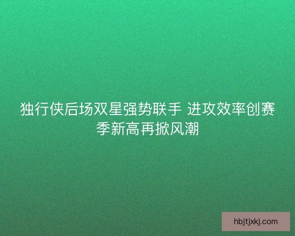 独行侠后场双星强势联手 进攻效率创赛季新高再掀风潮