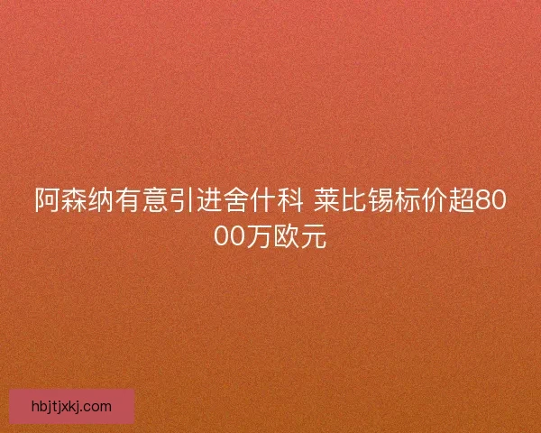 阿森纳有意引进舍什科 莱比锡标价超8000万欧元